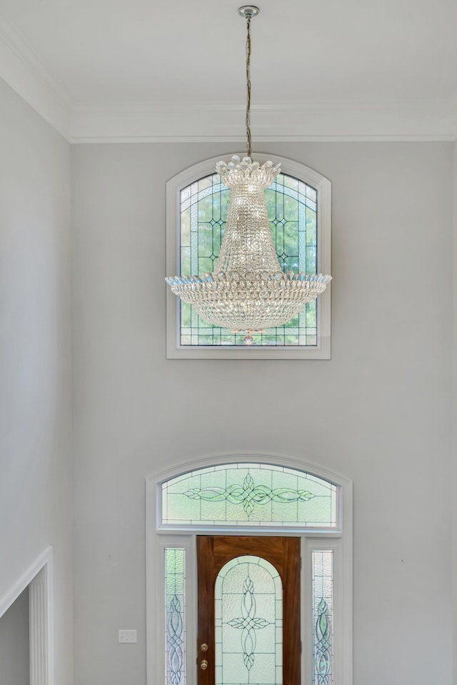 5112 Herschel Spears Cir, Brentwood, TN 37027 - entrance foyer featuring a notable chandelier, crown molding, and plenty of natural light