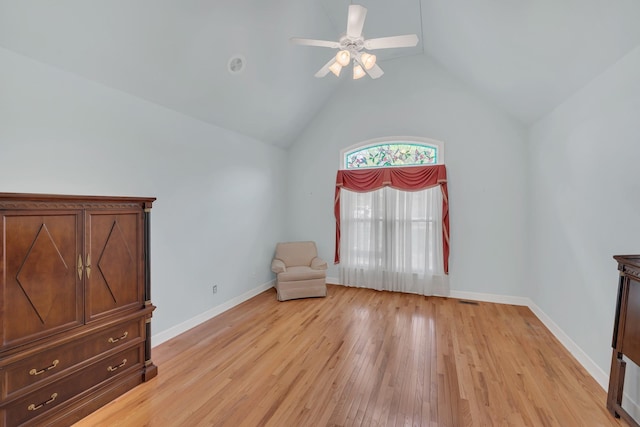 5112 Herschel Spears Cir, Brentwood, TN 37027 - unfurnished room with a ceiling fan, light wood-style flooring, vaulted ceiling, and baseboards