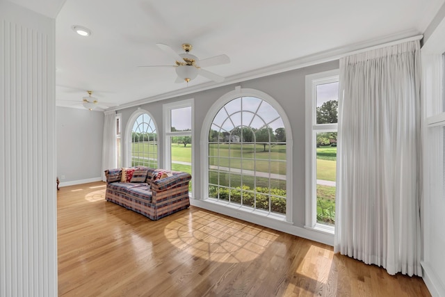 5112 Herschel Spears Cir, Brentwood, TN 37027 - sitting room with recessed lighting, wood finished floors, ceiling fan, baseboards, and crown molding