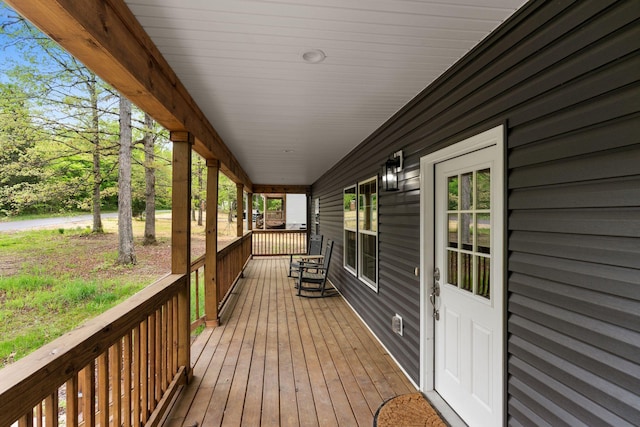 deck featuring covered porch