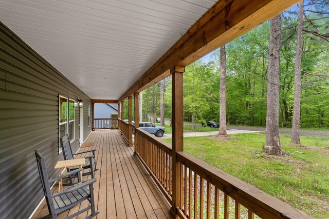 wooden terrace with covered porch