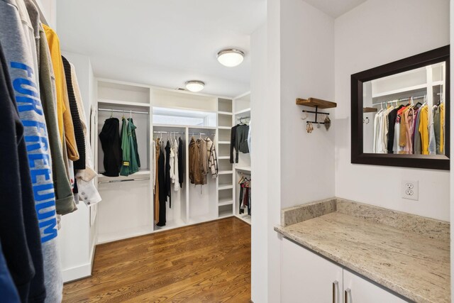 spacious closet with wood finished floors