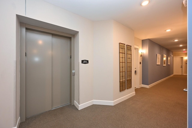 141 Saundersville Rd Unit 1305, Hendersonville, TN 37075 - hallway featuring recessed lighting, baseboards, elevator, and carpet floors