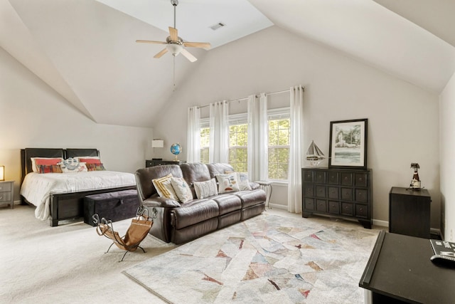 3668 Stonecreek Dr, Spring Hill, TN 37174 - carpeted bedroom featuring ceiling fan, vaulted ceiling, and visible vents