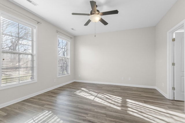 184 Whitman Aly, Clarksville, TN 37043 - spare room featuring baseboards, visible vents, wood finished floors, and ceiling fan