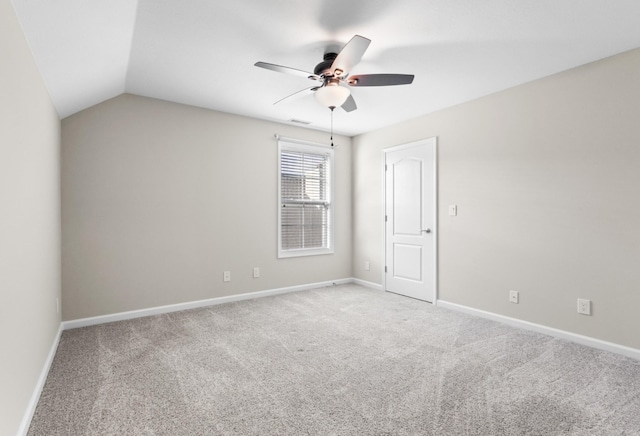 184 Whitman Aly, Clarksville, TN 37043 - empty room featuring light carpet, ceiling fan, baseboards, visible vents, and lofted ceiling