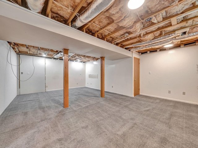 finished below grade area featuring carpet flooring