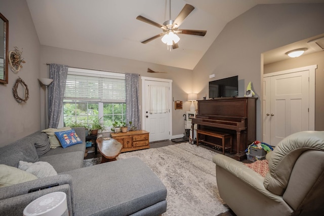 675 Hog Back Ridge Rd, Bethpage, TN 37022 - living room with lofted ceiling and ceiling fan