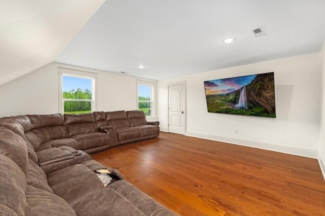 153 Lewis Rd, Morrison, TN 37357 - living room with baseboards, visible vents, wood finished floors, and lofted ceiling