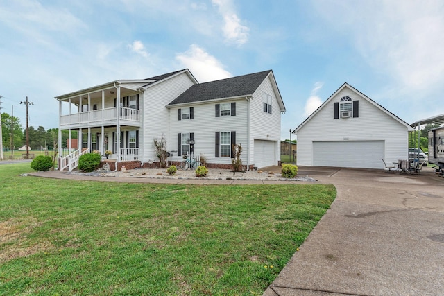 1368 Jason Cir, Ashland City, TN 37015 - view of front facade with a porch, a front lawn, a garage, a balcony, and driveway