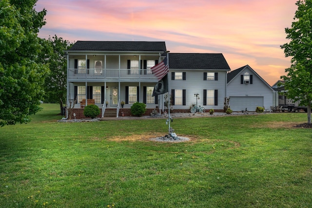 1368 Jason Cir, Ashland City, TN 37015 - colonial house with a garage, a porch, a front lawn, and a balcony