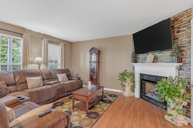 1368 Jason Cir, Ashland City, TN 37015 - living room featuring light wood finished floors, baseboards, and a glass covered fireplace