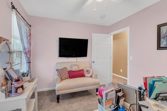 1368 Jason Cir, Ashland City, TN 37015 - living area featuring baseboards, ceiling fan, and carpet floors