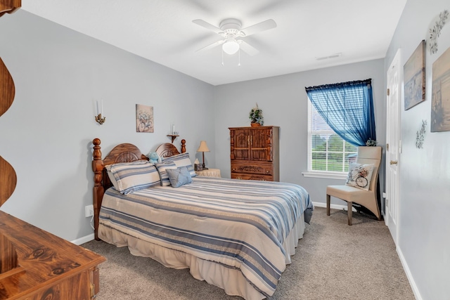 1368 Jason Cir, Ashland City, TN 37015 - bedroom featuring visible vents, ceiling fan, light colored carpet, and baseboards