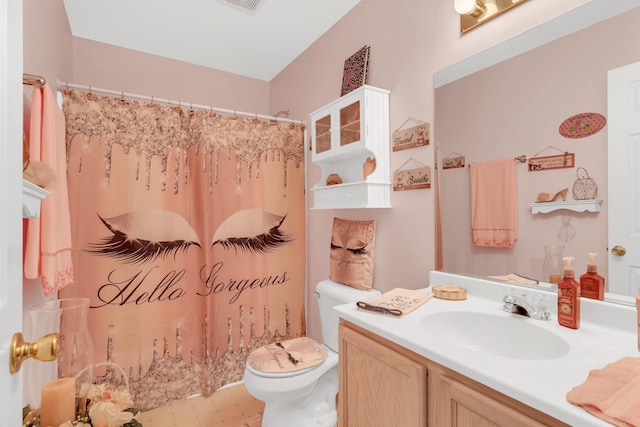 1368 Jason Cir, Ashland City, TN 37015 - bathroom with visible vents, vanity, toilet, and a shower with curtain