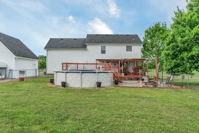 1368 Jason Cir, Ashland City, TN 37015 - rear view of property featuring a fenced in pool, a yard, a fenced backyard, and roof with shingles