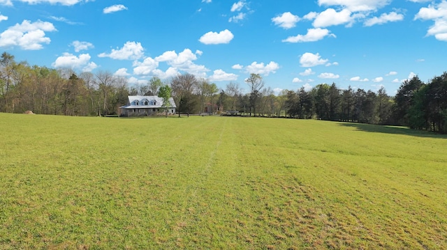 view of yard with a view of trees