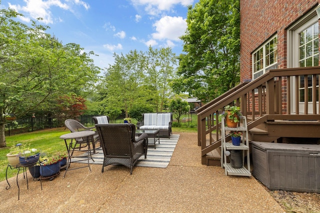 1004 Sattui Ct, Franklin, TN 37064 - view of patio / terrace with fence, view of wooded area, and an outdoor living space