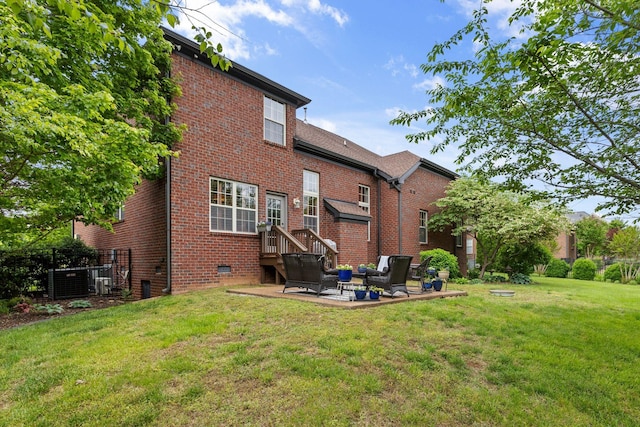 1004 Sattui Ct, Franklin, TN 37064 - back of house featuring a patio, brick siding, cooling unit, and outdoor lounge area