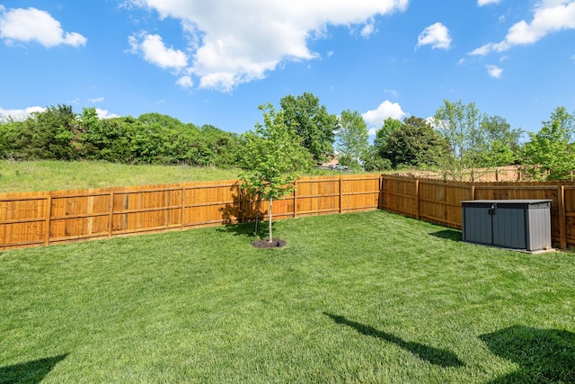 view of yard featuring a fenced backyard