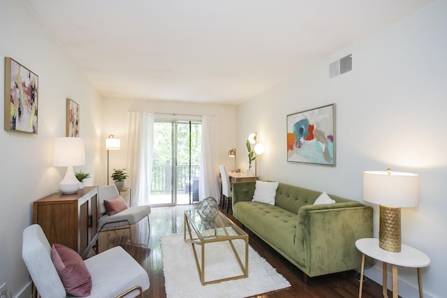 3901 Whitland Ave # 11, Nashville, TN 37205 - living room featuring visible vents and dark wood finished floors