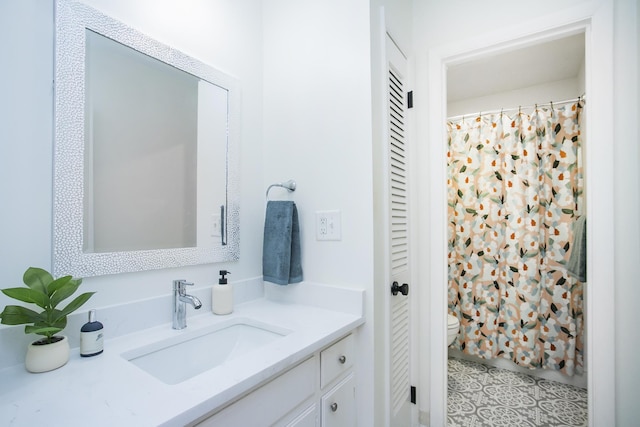 3901 Whitland Ave # 11, Nashville, TN 37205 - bathroom with tile patterned flooring, a closet, toilet, vanity, and curtained shower