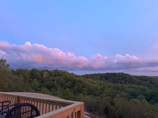 mountain view with a wooded view