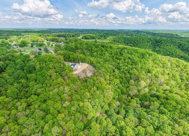 bird's eye view featuring a view of trees