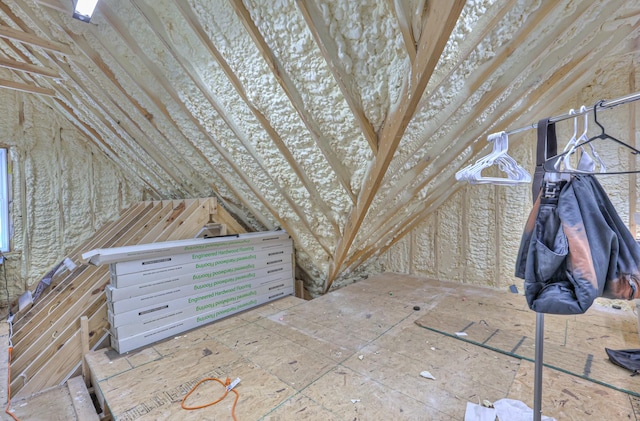view of unfinished attic