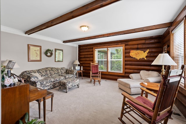209 Green Valley Blvd, Franklin, TN 37064 - carpeted living area featuring beam ceiling and a wealth of natural light