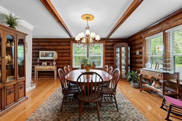 209 Green Valley Blvd, Franklin, TN 37064 - dining room with an inviting chandelier, light wood-style flooring, and beam ceiling