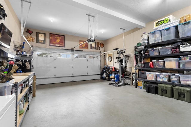 garage with a garage door opener