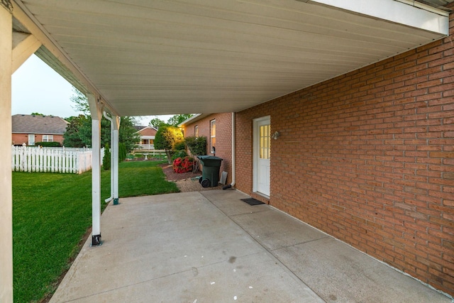 view of patio featuring fence
