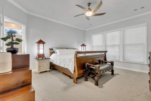 1072 Sumner Grv, Spring Hill, TN 37174 - bedroom with baseboards, ornamental molding, light colored carpet, and visible vents