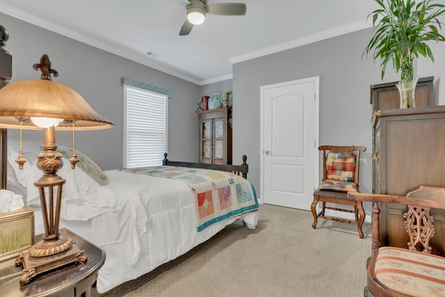 1072 Sumner Grv, Spring Hill, TN 37174 - bedroom with carpet floors, a ceiling fan, visible vents, and ornamental molding