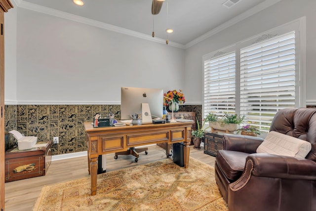 1072 Sumner Grv, Spring Hill, TN 37174 - office area with a ceiling fan, wood finished floors, and a wealth of natural light