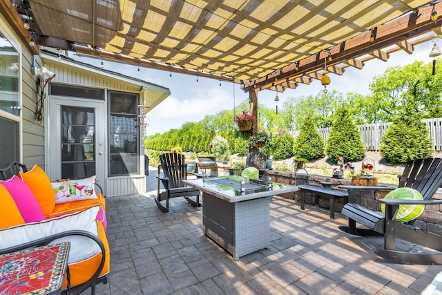 1072 Sumner Grv, Spring Hill, TN 37174 - view of patio featuring fence and an outdoor living space with a fire pit