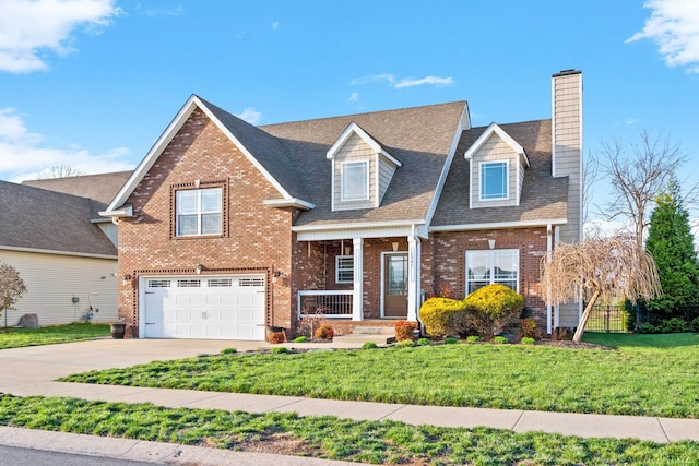 1341 Judge Tyler Dr, Clarksville, TN 37043 - view of front of home featuring driveway, a chimney, an attached garage, brick siding, and a front lawn