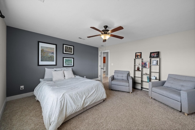 1341 Judge Tyler Dr, Clarksville, TN 37043 - bedroom featuring visible vents, a ceiling fan, baseboards, and light carpet