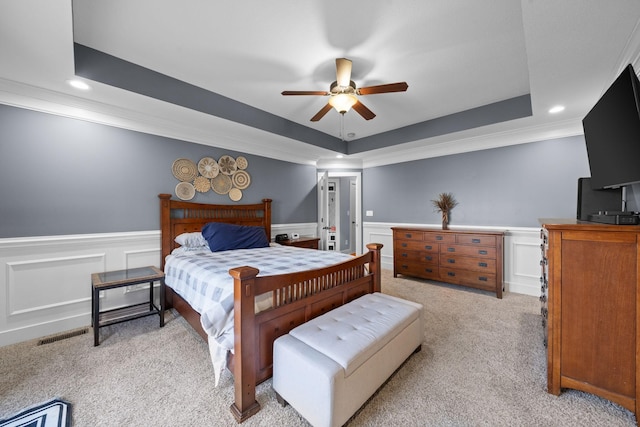 1341 Judge Tyler Dr, Clarksville, TN 37043 - bedroom with ornamental molding, light colored carpet, and a tray ceiling