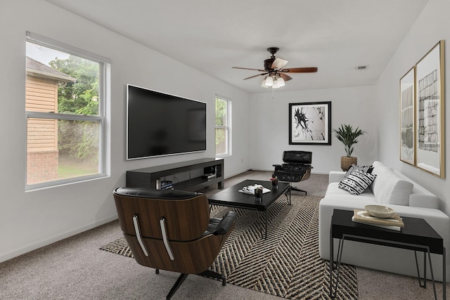 7347 Autumn Crossing Way, Brentwood, TN 37027 - carpeted living area featuring ceiling fan and baseboards