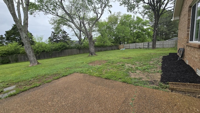view of yard featuring a fenced backyard