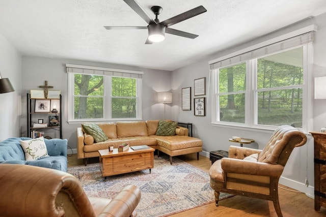 5070 Ridge Rd, Joelton, TN 37080 - living room featuring ceiling fan, wood finished floors, and baseboards