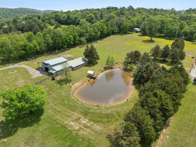 1494 Grant Rd, Watertown, TN 37184 - bird's eye view with a water view and a wooded view