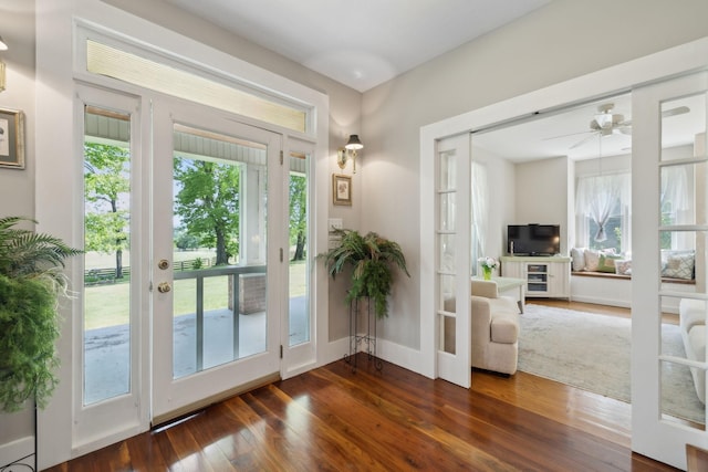 1494 Grant Rd, Watertown, TN 37184 - doorway with plenty of natural light, french doors, and dark wood-type flooring