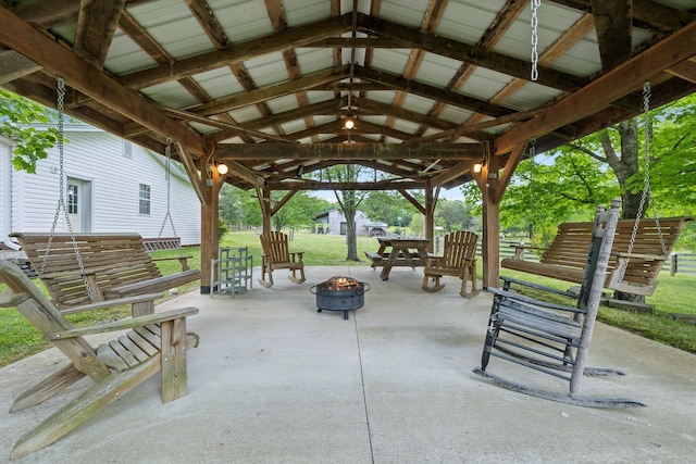 1494 Grant Rd, Watertown, TN 37184 - view of home's community with a lawn, a patio, a gazebo, and an outdoor fire pit