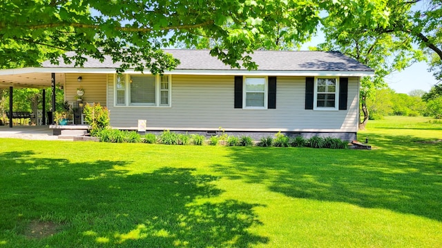 4471 Seminary Rd, Smyrna, TN 37167 - view of front facade featuring a shingled roof, a front yard, and crawl space