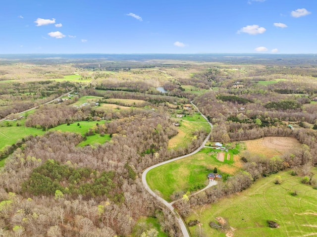 aerial view with a wooded view