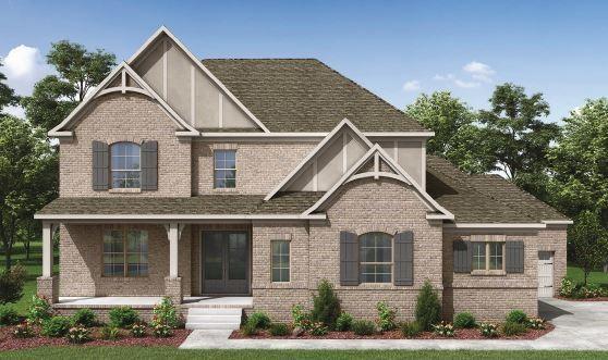 craftsman-style house with roof with shingles, covered porch, and brick siding
