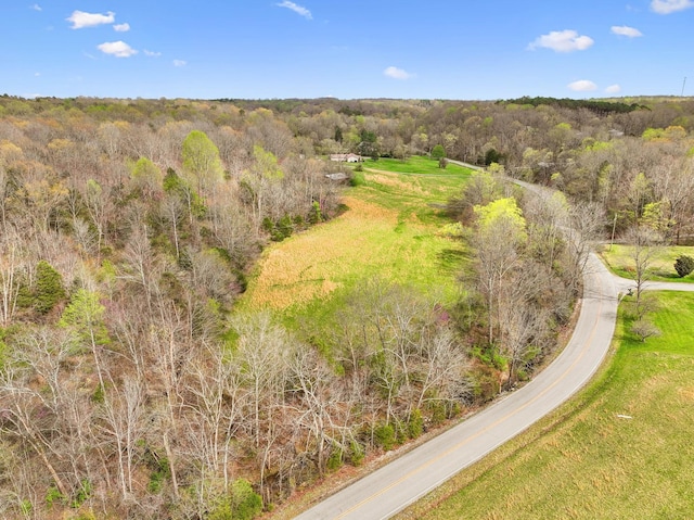 aerial view with a wooded view